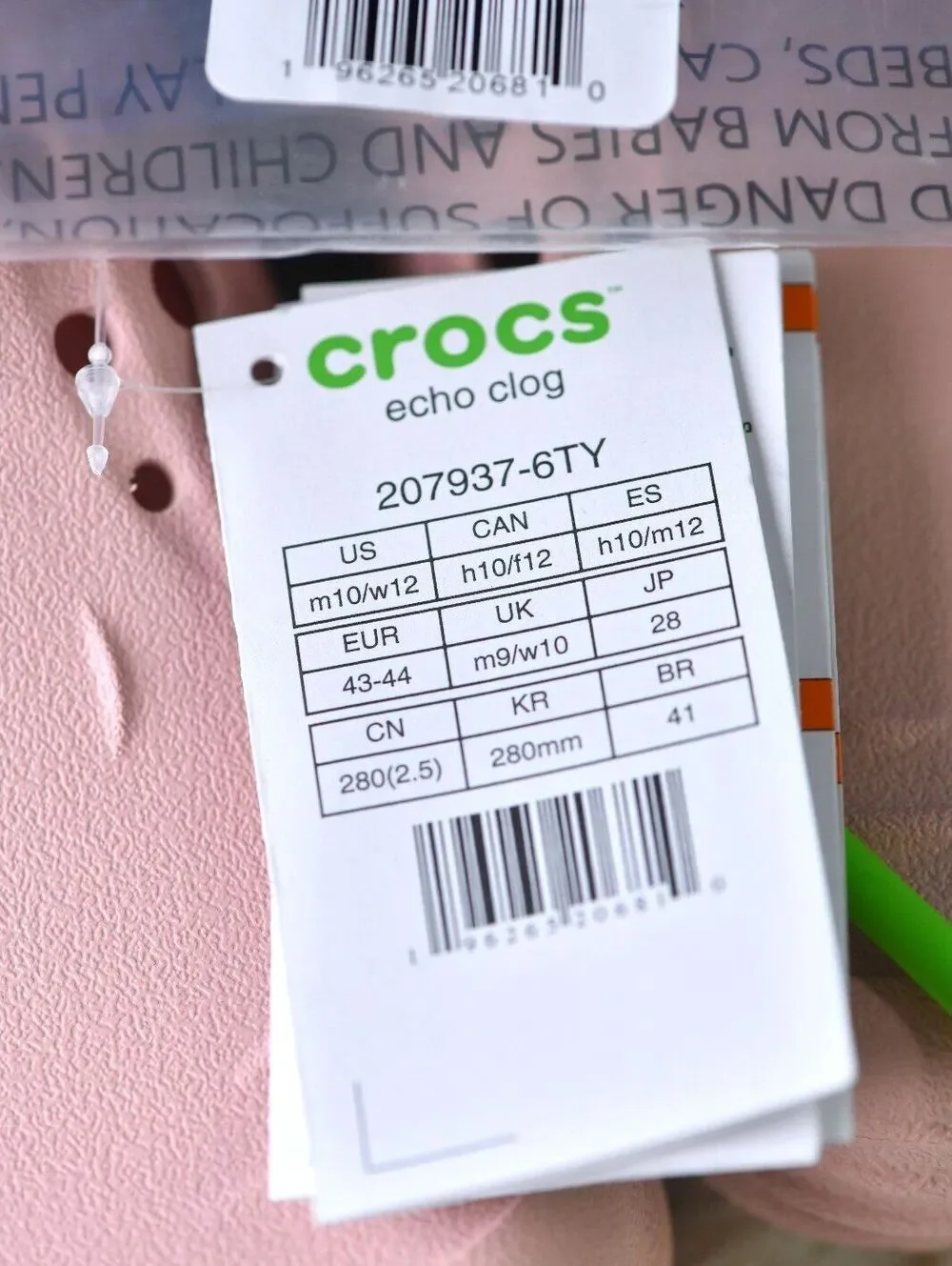 New! Size: 10 Men/12 Women | Crocs Echo Clogs Unisex Pink